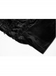 Large Collar Front Chest Splice Mesh Flare Sleeve Back Waist Lace-Up Black Gothic Knit Velvet Long Dress