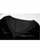 Large Collar Front Chest Splice Mesh Flare Sleeve Back Waist Lace-Up Black Gothic Knit Velvet Long Dress