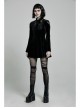 Lace Collar Front Chest Decals Flare Sleeve Back Waist Lace-Up Black Gothic Knit Velvet Dress