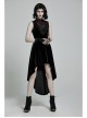 Front Chest Splice Mesh Decals Sleeveless Back Waist Lace-Up Black Gothic Retro Velvet Dress
