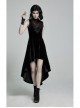 Front Chest Splice Mesh Decals Sleeveless Back Waist Lace-Up Black Gothic Retro Velvet Dress