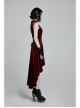 Front Chest Splice Mesh Decals Sleeveless Back Waist Lace-Up Wine Red Gothic Retro Velvet Dress