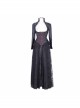 Black Red Jacquard Fabric Lace Skirt Gothic Long Dress