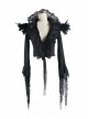Black Composite Mesh Fabric Transparent Lace Stand-Collar Gothic Small Coat