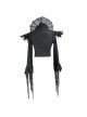 Black Composite Mesh Fabric Transparent Lace Stand-Collar Gothic Small Coat