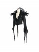 Black Composite Mesh Fabric Transparent Lace Stand-Collar Gothic Small Coat
