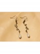 Fashion Casual Baroque Handmade Retro Artificial Pearl Leaves Bride Long Earrings