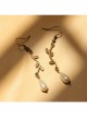 Fashion Casual Baroque Handmade Retro Artificial Pearl Leaves Bride Long Earrings