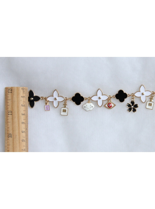 Fashion Retro Personality Black White Perfume Bottle Cloud Multi-Element Anklet