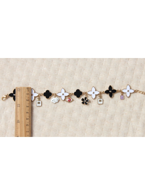 Fashion Retro Personality Black White Perfume Bottle Cloud Multi-Element Anklet