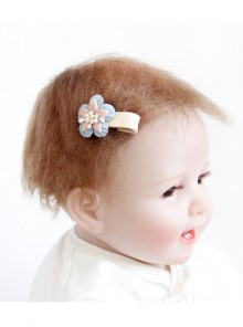 Cute Fashion Blue Flowers White Pearl Children Princess Girl Cute Baby Year Old Holiday Small Hairpin