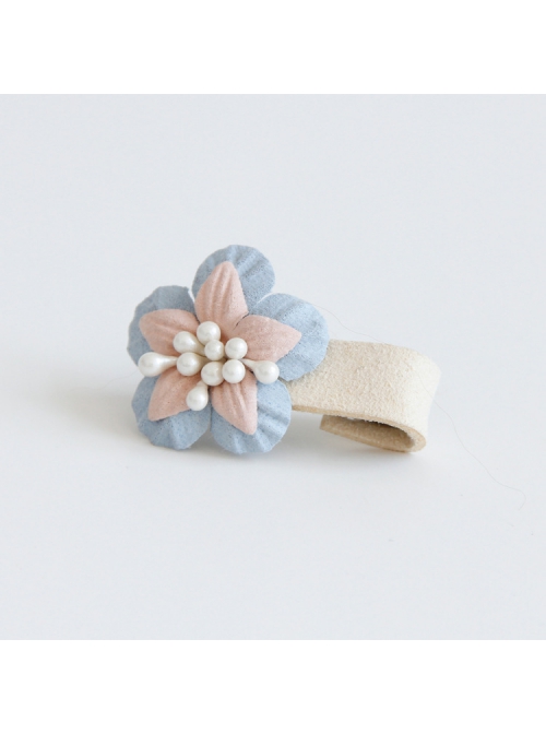 Cute Fashion Blue Flowers White Pearl Children Princess Girl Cute Baby Year Old Holiday Small Hairpin