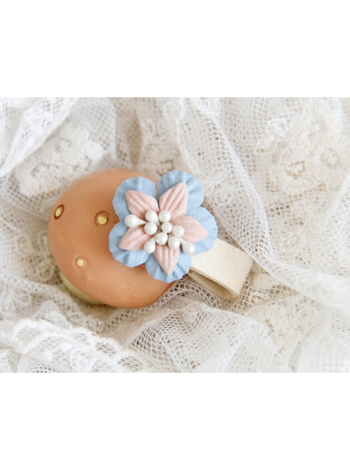 Cute Fashion Blue Flowers White Pearl Children Princess Girl Cute Baby Year Old Holiday Small Hairpin