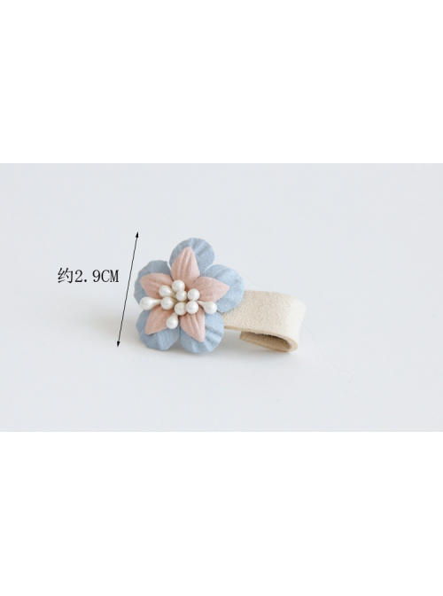 Cute Fashion Blue Flowers White Pearl Children Princess Girl Cute Baby Year Old Holiday Small Hairpin