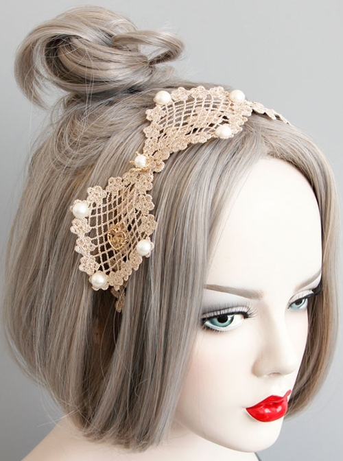 Retro Fashion Personality Love Golden Lace Flower Hollow Bow Temperament Female Hair Band