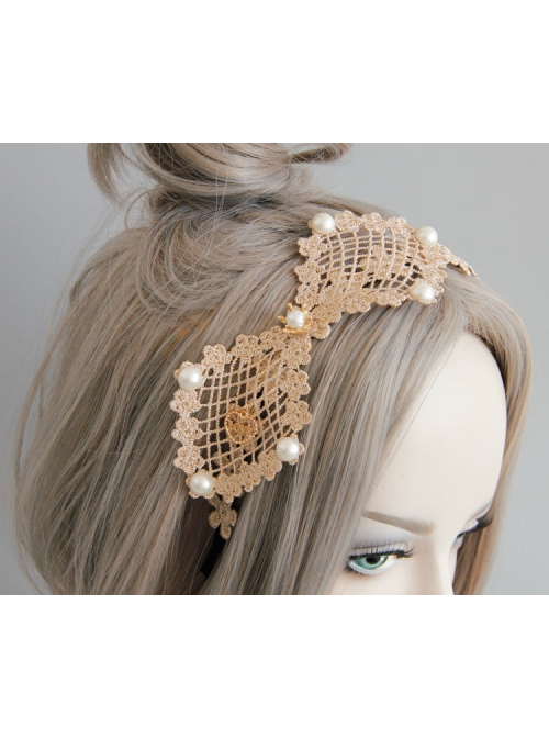 Retro Fashion Personality Love Golden Lace Flower Hollow Bow Temperament Female Hair Band