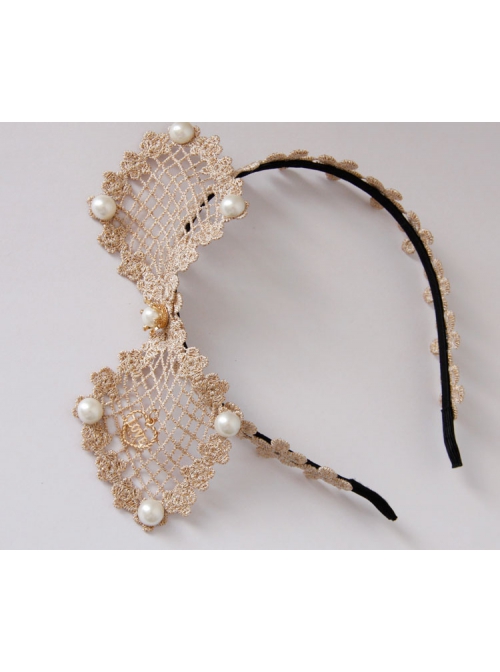 Retro Fashion Personality Love Golden Lace Flower Hollow Bow Temperament Female Hair Band
