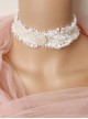 Fashion All-Match Baroque Personality White Pearl Velvet Choker