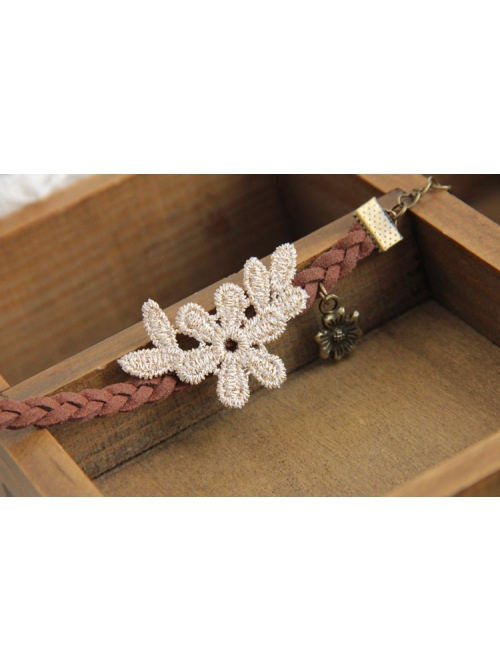 Retro Fashion Rest Simple Natural Tourism Golden Lace Flower Anklet