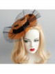 Gothic Black Bat Gauze Rose Flower Orange Halloween Vampire Party Prom Hat Hairpin