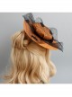 Gothic Black Bat Gauze Rose Flower Orange Halloween Vampire Party Prom Hat Hairpin