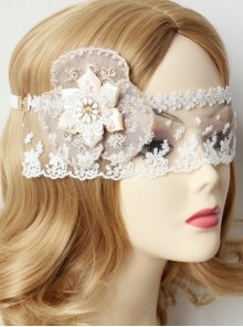 Baroque Retro Fashion Bride White Lace Flowers Cover Face Veil