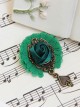 Retro Fashion Peach Heart Dark Green Rose Flower Mini Handmade Female Antique Cloth Brooch Buckle