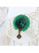 Retro Fashion Peach Heart Dark Green Rose Flower Mini Handmade Female Antique Cloth Brooch Buckle