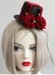 Retro Gothic Cross Bandage Red Rose Net Yarn Adult Male Female Halloween Prom Party Black Top Hat