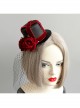 Retro Gothic Cross Bandage Red Rose Net Yarn Adult Male Female Halloween Prom Party Black Top Hat