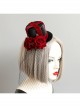Retro Gothic Cross Bandage Red Rose Net Yarn Adult Male Female Halloween Prom Party Black Top Hat