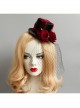 Retro Gothic Cross Bandage Red Rose Net Yarn Adult Male Female Halloween Prom Party Black Top Hat
