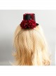 Retro Gothic Cross Bandage Red Rose Net Yarn Adult Male Female Halloween Prom Party Black Top Hat