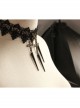 Exaggerated Gothic Black Lace Spiked Nails Cross Religious Female Retro Choker