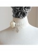 Retro Fashion Rose Flower Cross White Lace Female Wedding Bride Bridesmaid Choker