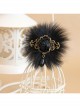 Gothic Retro Fashion Black Fox Fur Rose Flower Pearl Handmade Female Antique Fabric Brooch Buckle