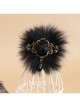 Gothic Retro Fashion Black Fox Fur Rose Flower Pearl Handmade Female Antique Fabric Brooch Buckle