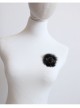 Gothic Retro Fashion Black Fox Fur Rose Flower Pearl Handmade Female Antique Fabric Brooch Buckle