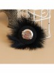 Gothic Retro Fashion Black Fox Fur Rose Flower Pearl Handmade Female Antique Fabric Brooch Buckle