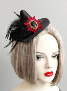 Black Retro Gothic Witch Feather Witch Male Female Child Halloween Party Show Top Hat
