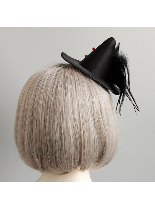 Black Retro Gothic Witch Feather Witch Male Female Child Halloween Party Show Top Hat