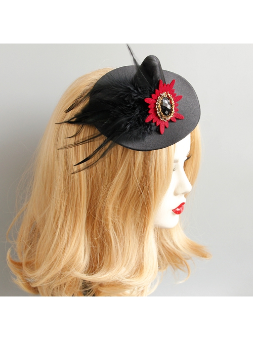 Black Retro Gothic Witch Feather Witch Male Female Child Halloween Party Show Top Hat