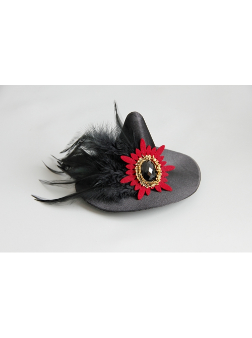 Black Retro Gothic Witch Feather Witch Male Female Child Halloween Party Show Top Hat