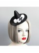 Black Retro Gothic Ghost Wizard Halloween White Fur Ball Top Hat