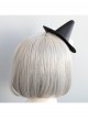 Black Retro Gothic Ghost Wizard Halloween White Fur Ball Top Hat