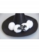 Black Retro Gothic Ghost Wizard Halloween White Fur Ball Top Hat
