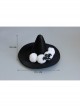 Black Retro Gothic Ghost Wizard Halloween White Fur Ball Top Hat