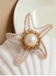 Retro Fashion Elegant Golden Lace Starfish White Pearl Brooch