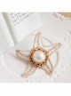 Retro Fashion Elegant Golden Lace Starfish White Pearl Brooch