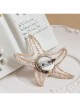 Retro Fashion Elegant Golden Lace Starfish White Pearl Brooch